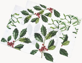 Placemats Holly & Mistletoe van linnen, 2-delig