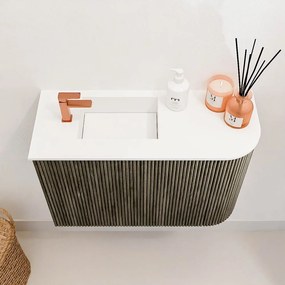 Mondiaz Joya 60cm toiletmeubel ronding rechts shadow met wastafel faye links 1 kraangat talc