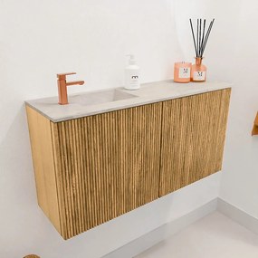 Mondiaz Joya DLux 80cm toiletmeubel oak met wastafel faye links 1 kraangat ostra