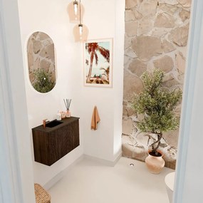Mondiaz Joya 60cm toiletmeubel walnut met wastafel faye links 1 kraangat urban