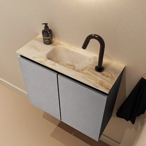 Mondiaz Ture DLux toiletmeubel 60cm plata met wastafel frappe midden met kraangat