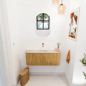 Mondiaz Joya DLux 105cm toiletmeubel ronding links/rechts oak met wastafel faye midden zonder kraangat frappe