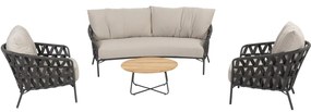 Albareto stoel bank organische loungeset 4 delig antraciet rope Taste 4SO