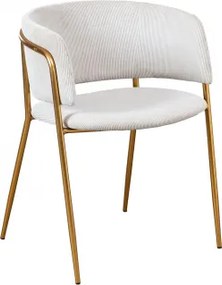 Set Van 4 Eetkamerstoelen Met Armleuningen, Bekleed Nalon Goud & Corduroy Beige – Crème & Corduroy - Sklum