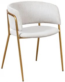 Set Van 4 Nalon Gestoffeerde Eetkamerstoelen Goud & Corduroy Beige – Crème - Sklum