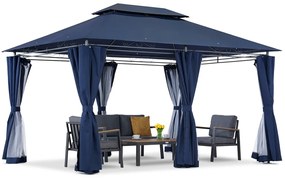 Marineblauw Ibiza tuinpaviljoen 3x4m met klamboe Garden Point