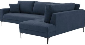 Goossens Bank Coco blauw, stof, 2,5-zits, stijlvol landelijk met ligelement rechts