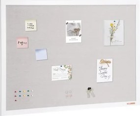 VEVOR 48"x36" Wit Kurkbord met Linnen Oppervlak - Stijlvol Wandgemonteerd Prikbord voor Thuis, School, Kantoor - Elegant en Functioneel Prikbord