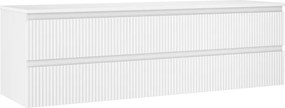 Mexen Rivel badkamerkast onder de wastafel 160 cm met blad, 2 laden, geribbeld, mat wit - 91A20-16047-2-BFFC01