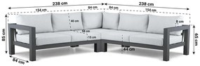 Hoek loungeset 5 personen Aluminium Grijs  Lifestyle Garden Furniture Luca