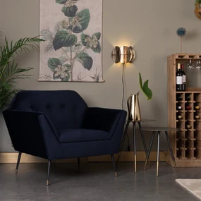 Dutchbone Kate Blauwe Fauteuil Fluweel