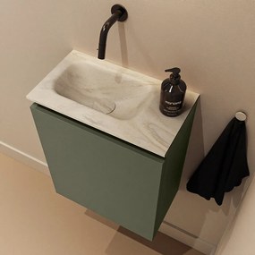 Mondiaz Ture DLux toiletmeubel 40cm army met wastafel ostra links zonder kraangat