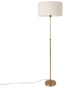 Vloerlamp verstelbaar brons met kap lichtgrijs 50 cm - Parte Design E27 rond Binnenverlichting Lamp