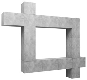 vidaXL 9-delige Tv-meubelset spaanplaat betongrijs