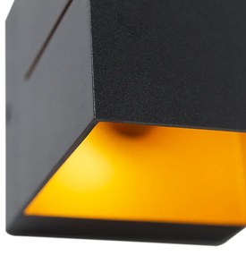 Set van 4 wandlampen zwart met goud 9,7 cm - Transfer Groove Design, Industriele / Industrie / Industrial, Modern G9 vierkant Binnenverlichting Lamp