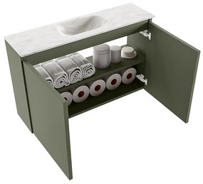 Mondiaz Ture DLux toiletmeubel 80cm army met wastafel ostra midden met kraangat