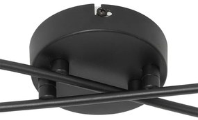 Moderne plafondlamp zwart 4-lichts met smoke glas - Athens