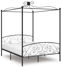 vidaXL Hemelbedframe metaal zwart 180x200 cm