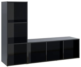 vidaXL Tv-meubelen 2 st 107x35x37 cm spaanplaat hoogglans zwart