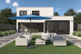 Platinum Riva stokparasol 3 m. rond - Light Grey met voet en hoes