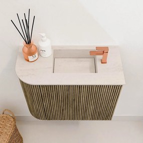 Mondiaz Joya DLux 50cm toiletmeubel ronding links dusk met wastafel faye rechts 1 kraangat meli