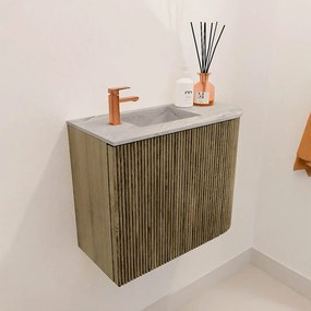 Mondiaz Joya DLux 50cm toiletmeubel ronding rechts dusk met wastafel faye links 1 kraangat glace