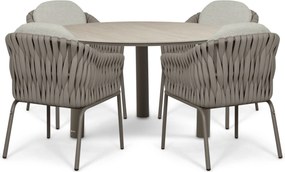 Tuinset Ronde Tuintafel 4 personen 140 cm Rope Taupe Santika Furniture Santika