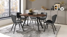 ALDO 100 Eiken Bruin/Zwarte poten - RONDE LOFT/INDUSTRIËLE TAFEL VOOR WOONKAMER/EETKAMER, UITSCHUIFBAAR