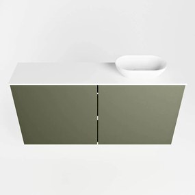 Mondiaz Fowy toiletmeubel 100cm army met witte waskom rechts en kraangat
