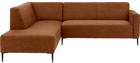 Goossens  Key West cognac, micro leer, 2,5-zits, modern design met ligelement links