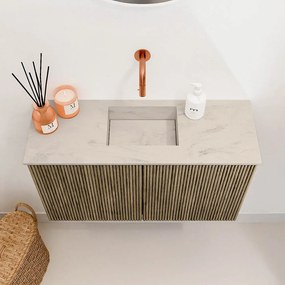 Mondiaz Joya DLux 70cm toiletmeubel dusk met wastafel faye midden zonder kraangat opalo