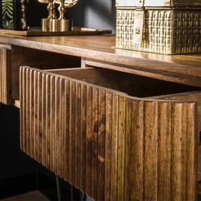 Houten Sidetable Met Ribbels - 110 X 40cm.