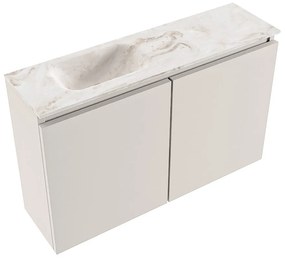 Mondiaz Ture DLux toiletmeubel 80cm linen met wastafel frappe links zonder kraangat