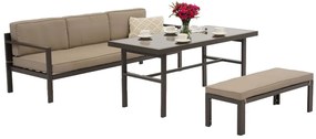 Porto Apetito Comfort 3 tuinset met bank bruin Garden Point
