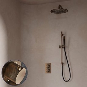 Saniclear Antique Stripes Pro inbouw regendouche met 20cm hoofddouche, muurarm en glijstang verouderd messing