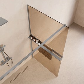 Saniclear Metric inloopdouche 120cm met handdoekhouder en bronsglas chroom