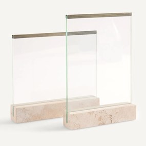 Fotolijst van glas en travertijn, breedte 17,5 cm, GENTIANA