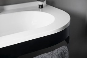 Sapho Pulse wastafel console mat zwart links 74.5x44.5cm
