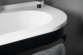 Sapho Pulse wastafel console mat zwart links 74.5x44.5cm