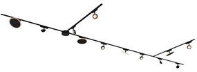 LED Railsysteem met 8 Spot / Opbouwspot / Plafondspots en 4 plafondlampen zwart 1-fase - Magnetic Lance Puk Modern Binnenverlichting Lamp