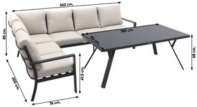 Sergio lounge dining set met stoel - Carbon/Desert - 3-delig links