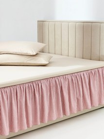 Gestreepte katoenen bedskirting Twyla met franjes