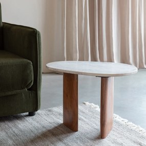 Marmeren Bijzettafel Organische Vorm - 56 X 37cm.