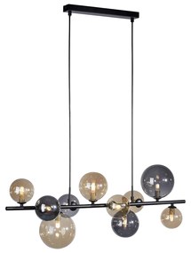 Eettafel / Eetkamer Art Deco hanglamp zwart met smoke en goud 10-lichts - Wess Art Deco G9 Binnenverlichting Lamp