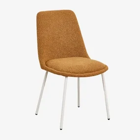 Set Van 2 Eetkamerstoelen In Chicago Bouclé Stof Bouclé Honing Geel - Sklum