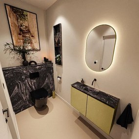 MONDIAZ TURE-DLUX 80cm toiletmeubel Oro. EDEN wastafel Lava positie midden. Zonder kraangat. TUREDX80OROM0LAV