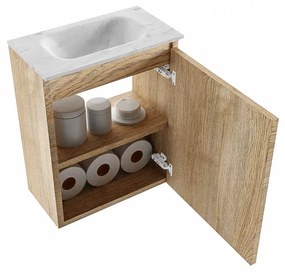 Mondiaz Ture DLux toiletmeubel 40cm washed oak met wastafel opalo midden zonder kraangat