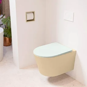 MONDIAZ LAVIE wandclosetpack - 36x53cm - diepspoel - rimless - Sand (beige) - softclose - quick-release - toiletzitting - Greey (grijs) LAVIEsetSanGre