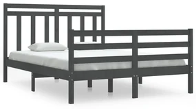 vidaXL Bedframe massief hout grijs 140x190 cm