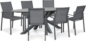 Tuinset 6 personen 240 cm Aluminium Grijs Lifestyle Garden Furniture Timo/Ellisse